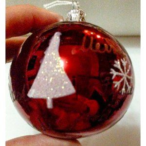 Czech Slovak Republic Glass Christmas Ornament Red White Tree Snowflake 2.5"